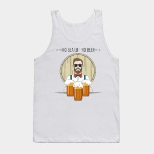 Hipster Beer Illustration with moto No beard no beer Tank Top